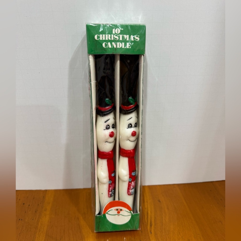 World Market Vintage snowman taper candles NIB